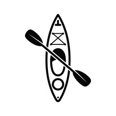 Kayak and paddle illustration on white background