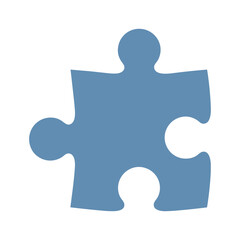 Single blue puzzle piece on white background