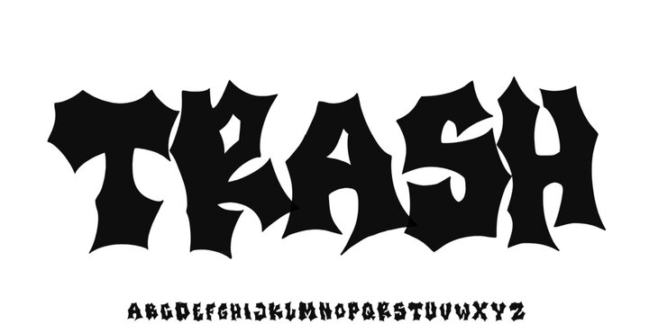 Devil font alphabet, horror goth typography and demon evil typeface, vector type. Satan occult font or devil ritual gothic type and pentagram letters, bloody red demonic hell typeset