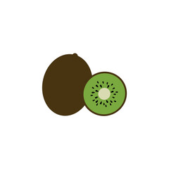 Obraz premium Kiwi Fruit Fresh Whole and Half Illustration