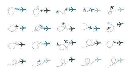 Airplane Icon Set in Flat Style for UI, Banner, Poster and Infographic