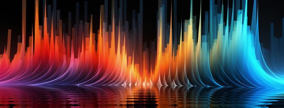 An abstract background of sharp, jagged red and orange peaks rising from a white gradient base.