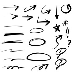 Hand Drawn Arrow and Doodle Brush Elements Set.eps