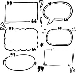 Hand Drawn Quote Boxes and Speech Bubbles - Doodle Frame Set.eps