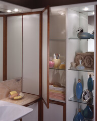 Close up of a bathroom cabinet