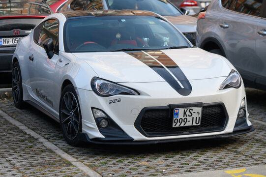 Tbilisi, Georgia 12.11.2025 Toyota GT86 Blackline Limited Edition Sport Coupe on Road
