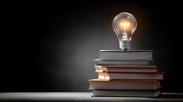 Lightbulb on Books