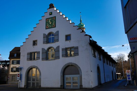 Switzerland St. Gallen city view on a cloudy winter day