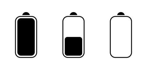 Battery Level Icons Set, Battery Charge Symbols, Power Indicator Vector, Energy Status Icon Pack, Vector illustration.