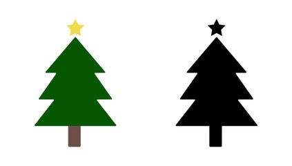 Christmas Tree Icon Set, Holiday Pine Tree Symbols, Festive Evergreen Silhouettes, Xmas Tree Graphics, Christmas Decoration Icons, Vector illustration.