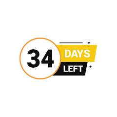 34 days left Countdown number banner templates time icon vector design