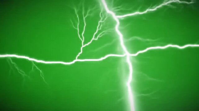 Green Screen Footage of Lightning Strike Effect 
