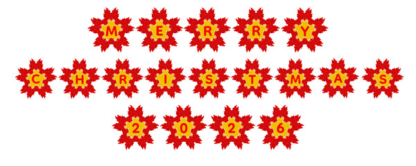 A warm flame-styled star graphic with intense red split-flame edges and bold “MERRY CHRISTMAS 2026,” ideal for holiday cards, seasonal ads, banners, posters, and Christmas-themed artwork.