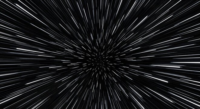 Abstract light speed star trails warp effect suitable for space travel and hyper jump science fiction concepts features zooming white lines.