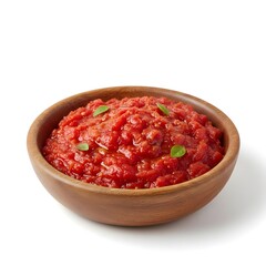 tomato sauce in a plate on a white background