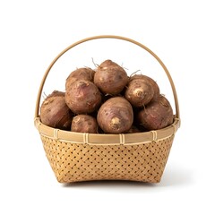 basket of yam on a white background