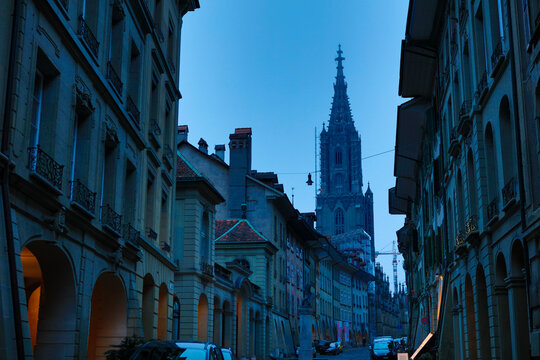 Switzerland Bern city view on a cloudy winter day