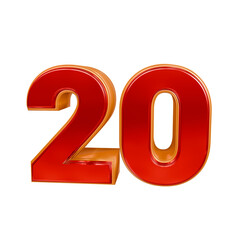 Glossy Red and Gold 3D Number