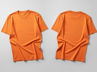Orange tshirt front and back view on white background