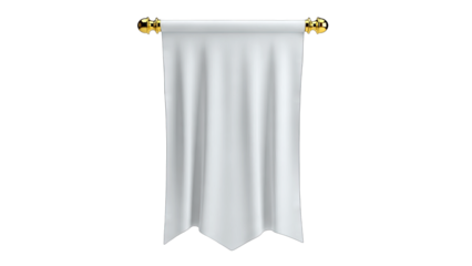 Blank Banner Hanging on Golden Rod - Isolated