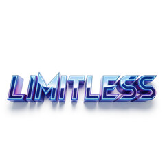 Limitless text effect isolated on white background, blue and purple color scheme