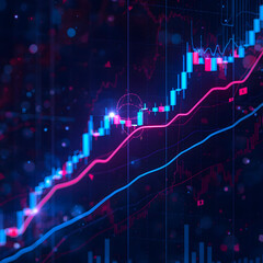 stock market graph on blue background showing financial growth