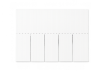 Blank white tear-off ad template with pull tabs representing opportunities, finding, or offering services