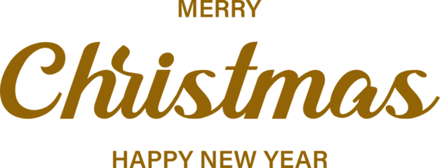 Golden Merry Christmas Calligraphy Elegant Handwritten Lettering on transparent Background