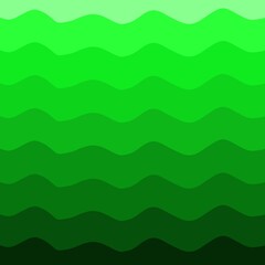 Obraz premium Wavy gradient background featuring various shades of vibrant green, creating an abstract, layered, and flowing horizontal pattern. Green abstract wavy background 