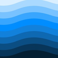 Fototapeta premium Abstract background featuring layered, smooth waves in a blue gradient, transitioning from pale sky blue at the top to deep indigo. Gradient abstract wavy background
