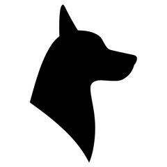 Silhouette of dog head isolated on white background, Vector
