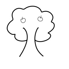 apple tree nature hand drawn organic line
