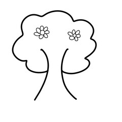 flower tree nature hand drawn organic line
