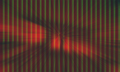 Vibrant abstract pattern featuring vertical red and green lines with a central radial burst