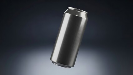 Fototapeta premium A Sleek Silver Aluminum Can Floating in Dramatic Lighting.