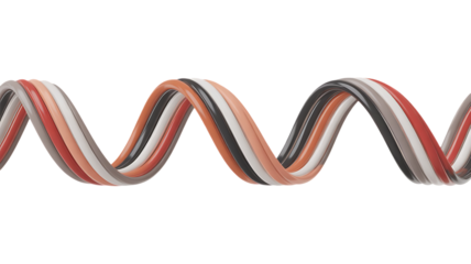 Abstract 3D twisted ribbon shape, Isolated on white and transparent background