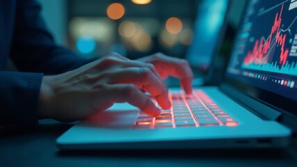 Video A close-up shot of someone working on their laptop - Powered by Adobe