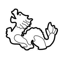 dragon Chinese traditional animal hand drawn organic line
