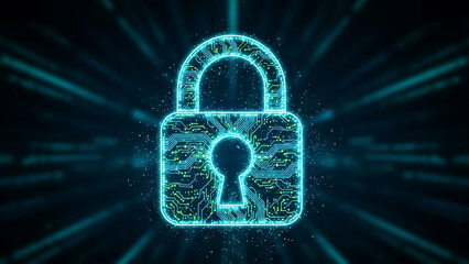 Digital lock icon representing cybersecurity and data protection