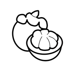 mangosteen sour sweet fruit tropical food plant hand drawn organic line

