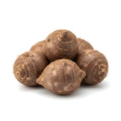 yam tubers on white background