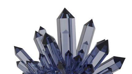 Abstract crystal 3D shapes glowing, Isolated on white and transparent background