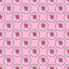 Carnation Pink Flower background natural hand drawn seamless
