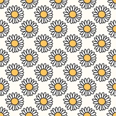 Daisy White Flower background natural hand drawn seamless
