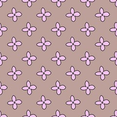 Lilac violet Flower Violet background natural hand drawn seamless
