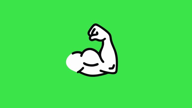 Loop animation of arms flexing and contracting the biceps, on a green chroma key background