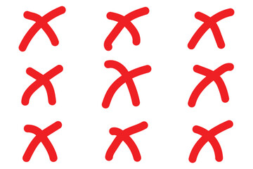 Check Mark & Cross Icon Set – Green Tick, Red X, and Hand-Drawn Doodle Symbols