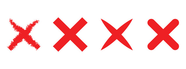 Check Mark & Cross Icon Set – Green Tick, Red X, and Hand-Drawn Doodle Symbols