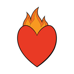 A flaming heart glowing with passion, its fiery edges flickering with warmth and intensity, symbolizing deep love, burning emotions, and an unbreakable bond that shines brightly.
