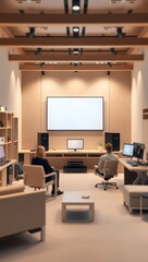 Generative AI creating a modern home theater setup with advanced audio and visual technology